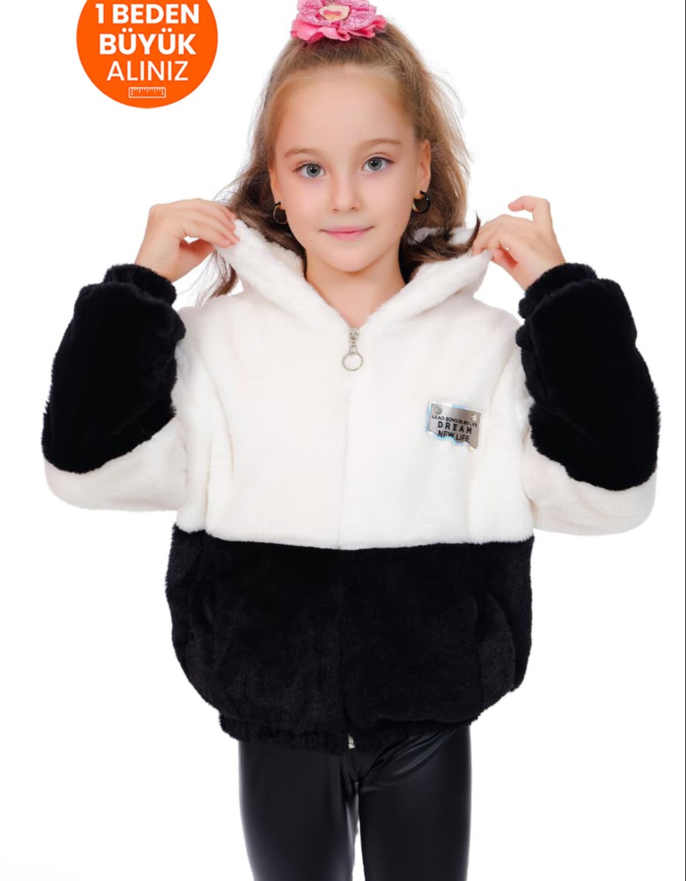 Çift Renkli Peluş İçi Astarlı Kız Çocuk Mont